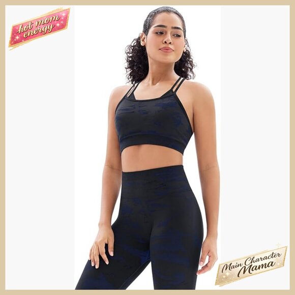 Seamless High Waisted Leggings Adjustable Bra Workout Set Tummy Control Gym